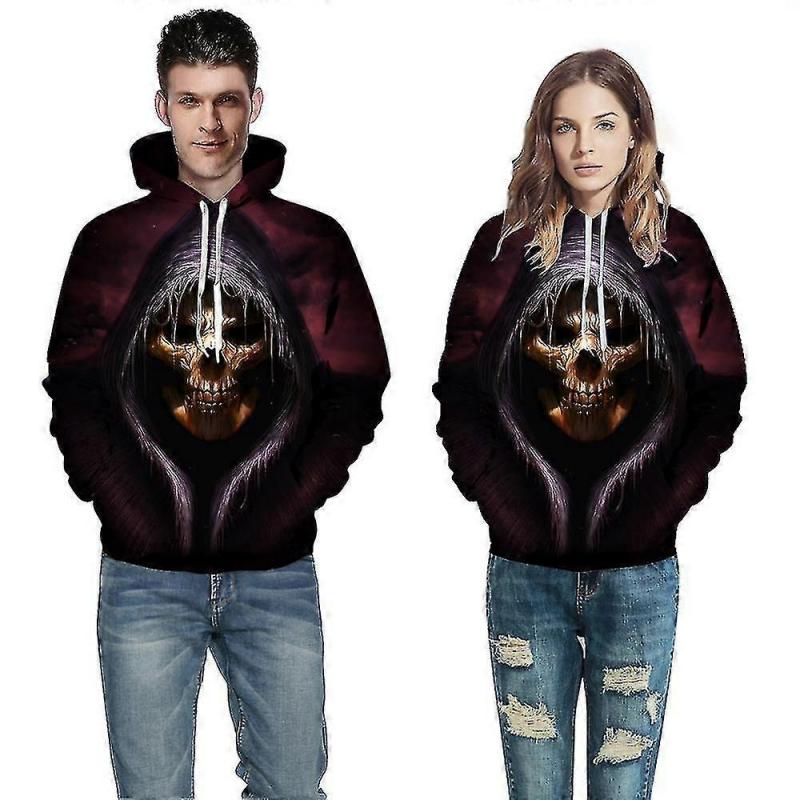 Skeleton Man In The Dark 3d Digital Print Couple Hoodie Autumn/winter Adult Jacket