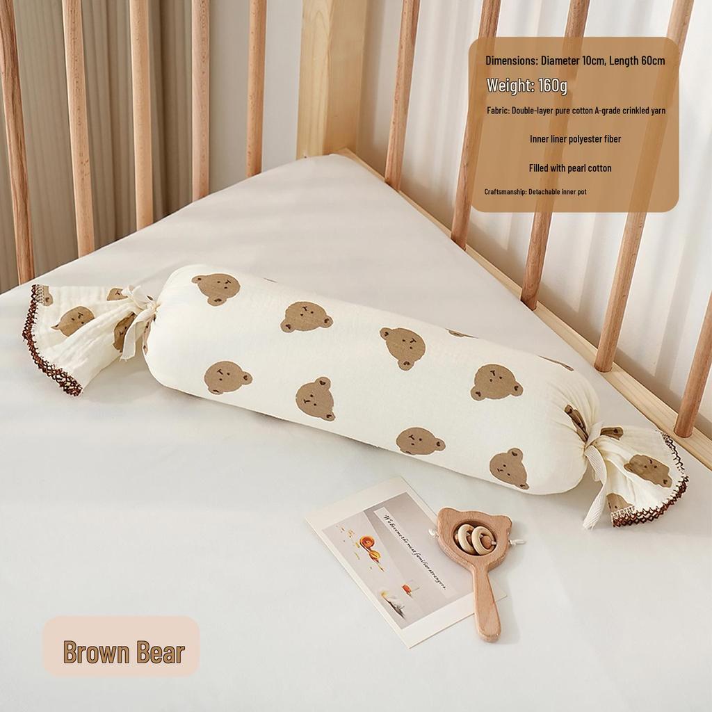 Almohada de Soporte Lateral para Dormir para Niños - Almohada Cilíndrica de Algodón Puro para Abrazar