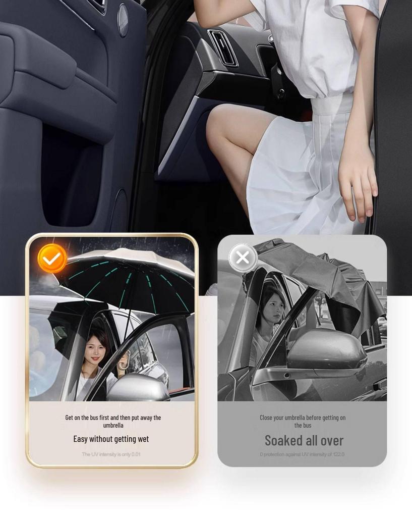 Sun & Rain 16-Rib Reverse Windproof UV Protection Umbrella