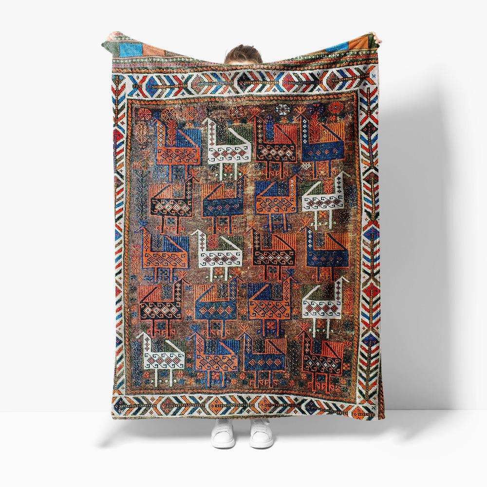 Moroccan Kilim Rug Vintage Handmade Cotton Tribal Area Rug Wool Kilim Rug for Living Room Bedroom Decor Size: 75*100cm, Weight: 230 GSM