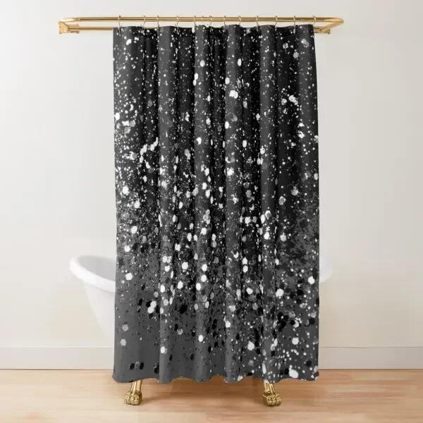 Gold Glitzer Glam Duschvorhang, goldfarbener Funkelnder Glänzender Kunst Badevorhang, Polyester Waschbares Badezimmer Vorhänge Set mit Haken