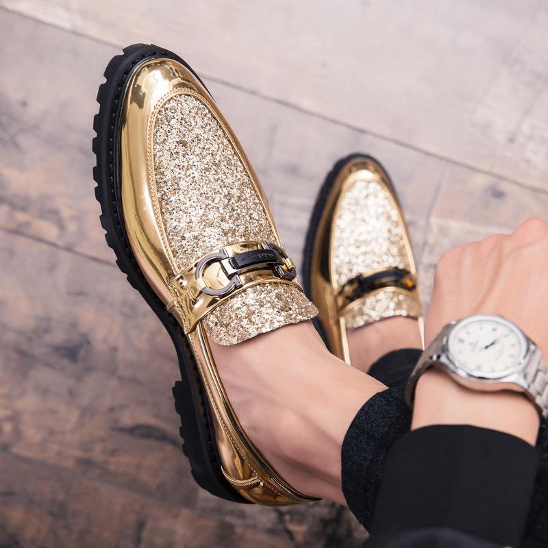 Luxury Men's Golden Bullock Shoes Men SUIT Shoes Casual Formal Business Leather Shoes Men Marry Shoes Italian Dress banquet Shoe