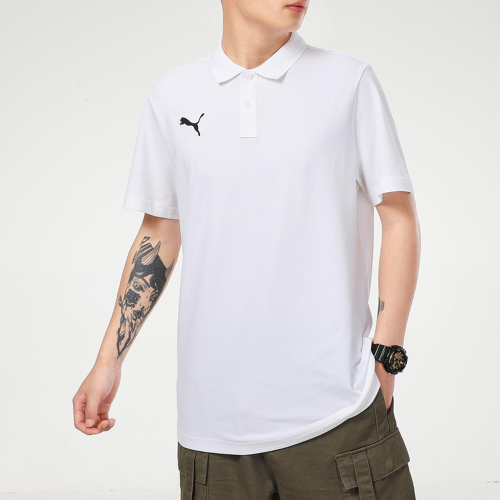 Puma Solid Color Casual Short Sleeve Polo Shirt Men Tops White 656579-04