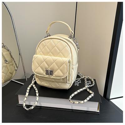 Rhombus Chain Messenger Bag Women's New Casual Multi-function High-end Double Shoulder Mini Backpack
