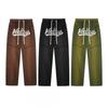 Mens Cotton Loose Fit Drawstring Pants With Rhinestone Embellishment Hip Hop Streetwear Trousers