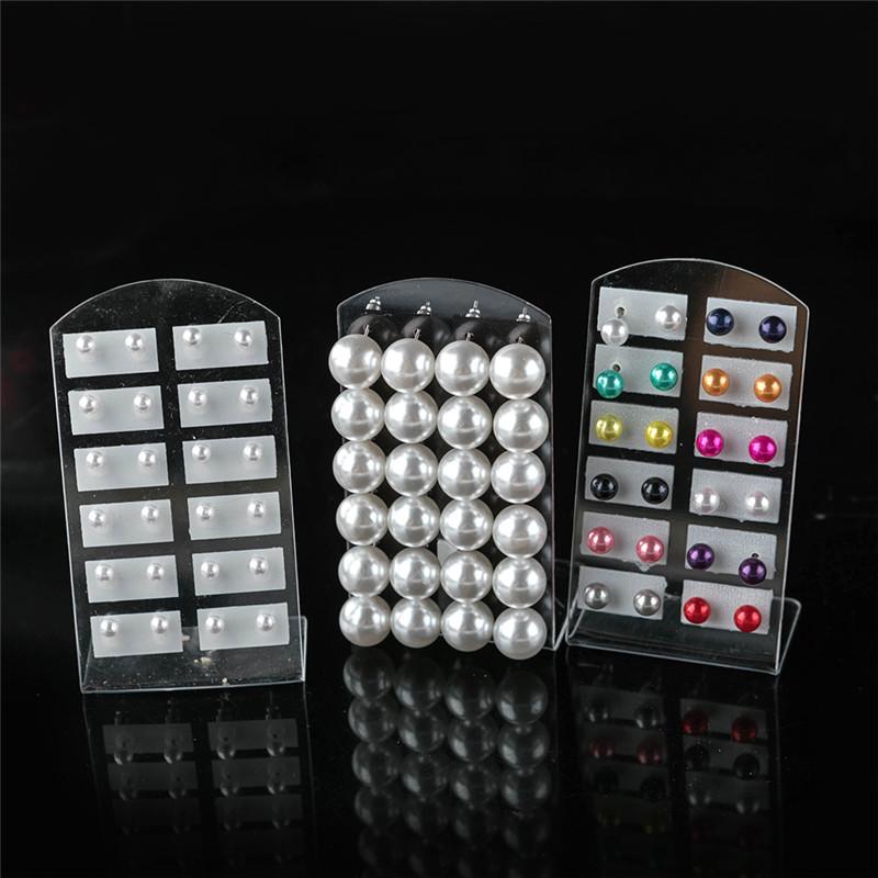 12 пар цветных белых сережек-гвоздиков с искусственным жемчугом для женщин — фото 3