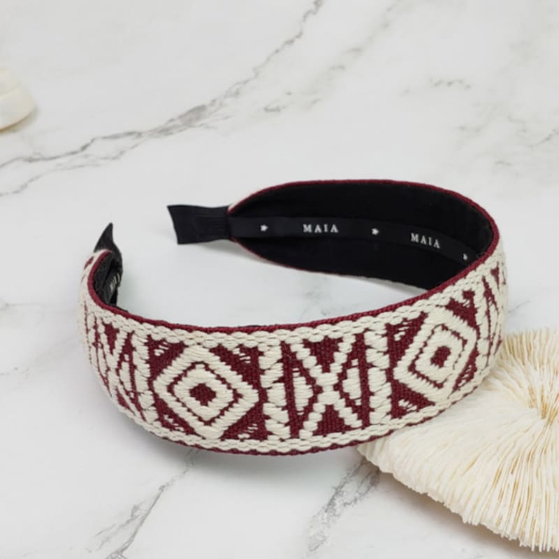 

МАЙЯ Повязка на голову с геометрическим узором - Винный ONE