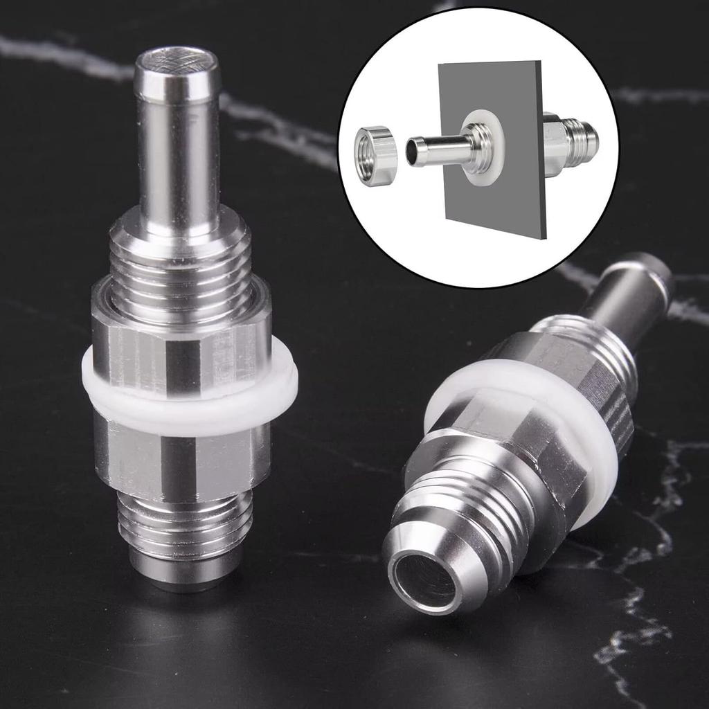 2 Pack -6AN Male Flare Bulkhead To 5/16 Hose Barb Fuel Tank Fitting 6An 6 AN