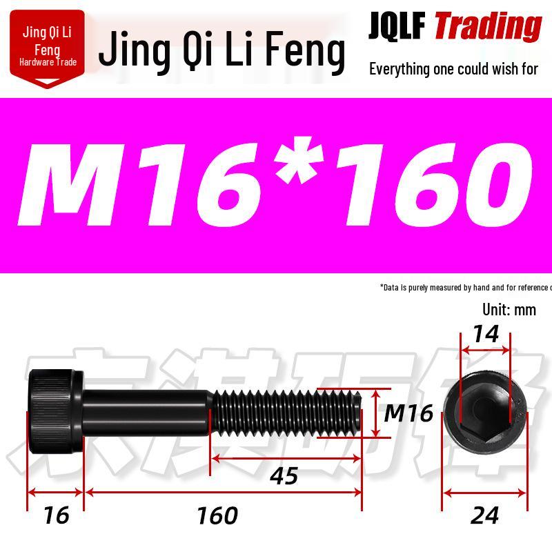 Hex Socket Head Cap Screw, Half Thread, M12-M18, High-Strength, Blackened Cylindrical Head, Knurled Bolt