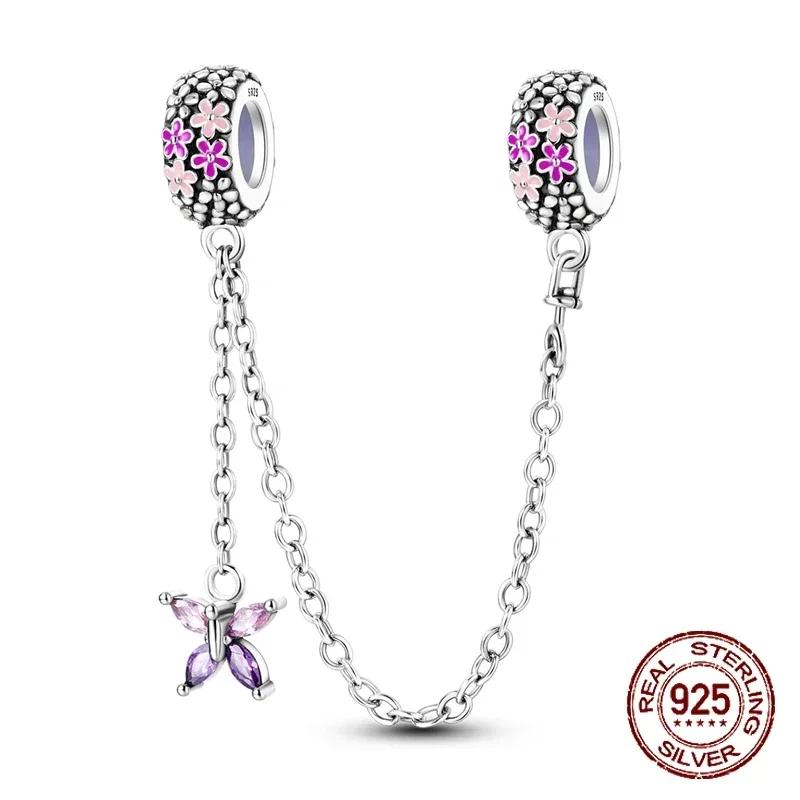 S925 Silver Butterfly Sparkling Flower Iris Tulip Lavender Sunflower Beads Fit Original  Bracelet DIY Bead Women Jewelry