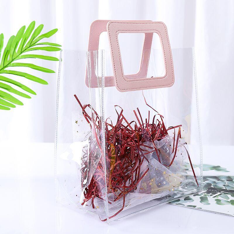 1PC Clear Tote Bag Transparent Shopping Bags Shoulder Handbag PVC Waterproof Storage Bag for Gift Cosmetic Plastic Bags