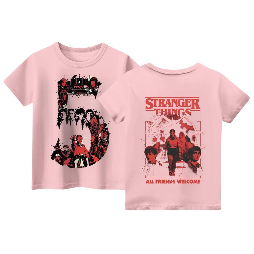 Laste lühikeste varrukatega topid, vabaaja trükiga T-särk, ümara kaelusega pulloverpluus