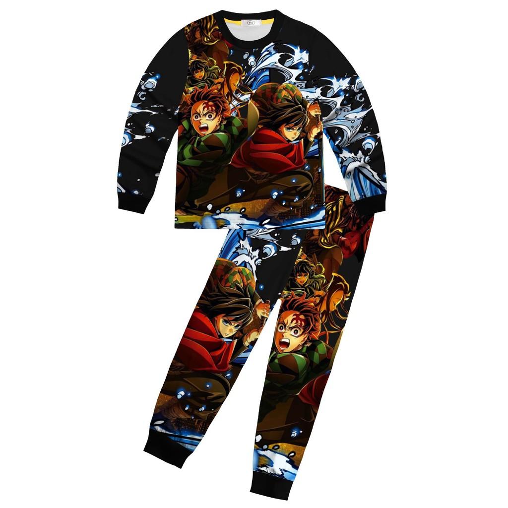 

Детские футболки с принтом Камадо Тандзиро и Томиока Гию, топ, брюки, пижамные комплекты для сна 170cm чёрный