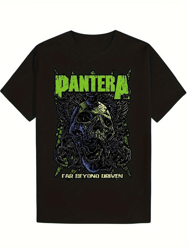 Men'S Pantera Graphic T-Shirt - Heavy Metal Tee with Skull Logo, Machine Washable Everyday Shir