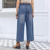 Women's Elastic Waist Loose Denim Wide-leg Pants
