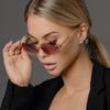 1pc Fashion Women Rimless Polygon Sunglasses Metal Frame Colorful Lens UV400 Protection Stylish Designer Eyewear