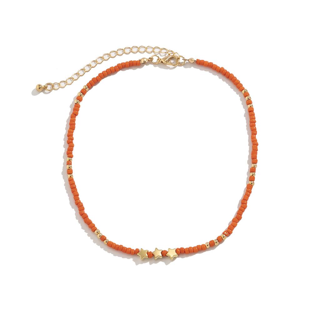 Accessories, simple beaded contrasting geometric items, creative color rice bead star collarbone necklace women