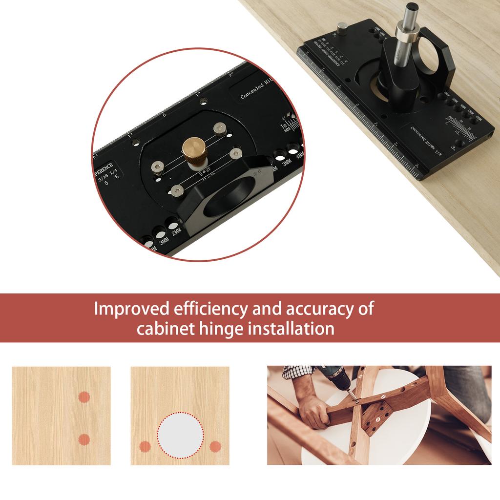 Concealed Hinge Jig Kit 35mm Precise Hole Punching Locator Hinge Hole Drilling Guide Boring Dowel Jig for Cabinet Door