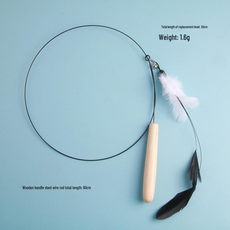 Premium Cat Teaser Wand: Durable Pole with Feather Head for Self-Entertainment and Boredom Relief