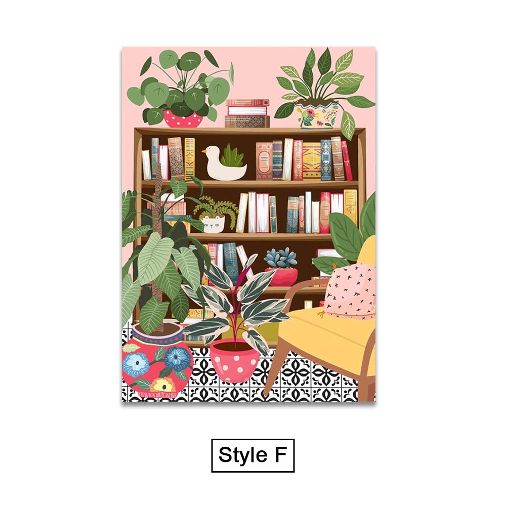 Abstract Tropical Plant Flower Black Cat Posters Boho Wall Art Canvas Paintings Prints Wall Pictures For Living Room Decor