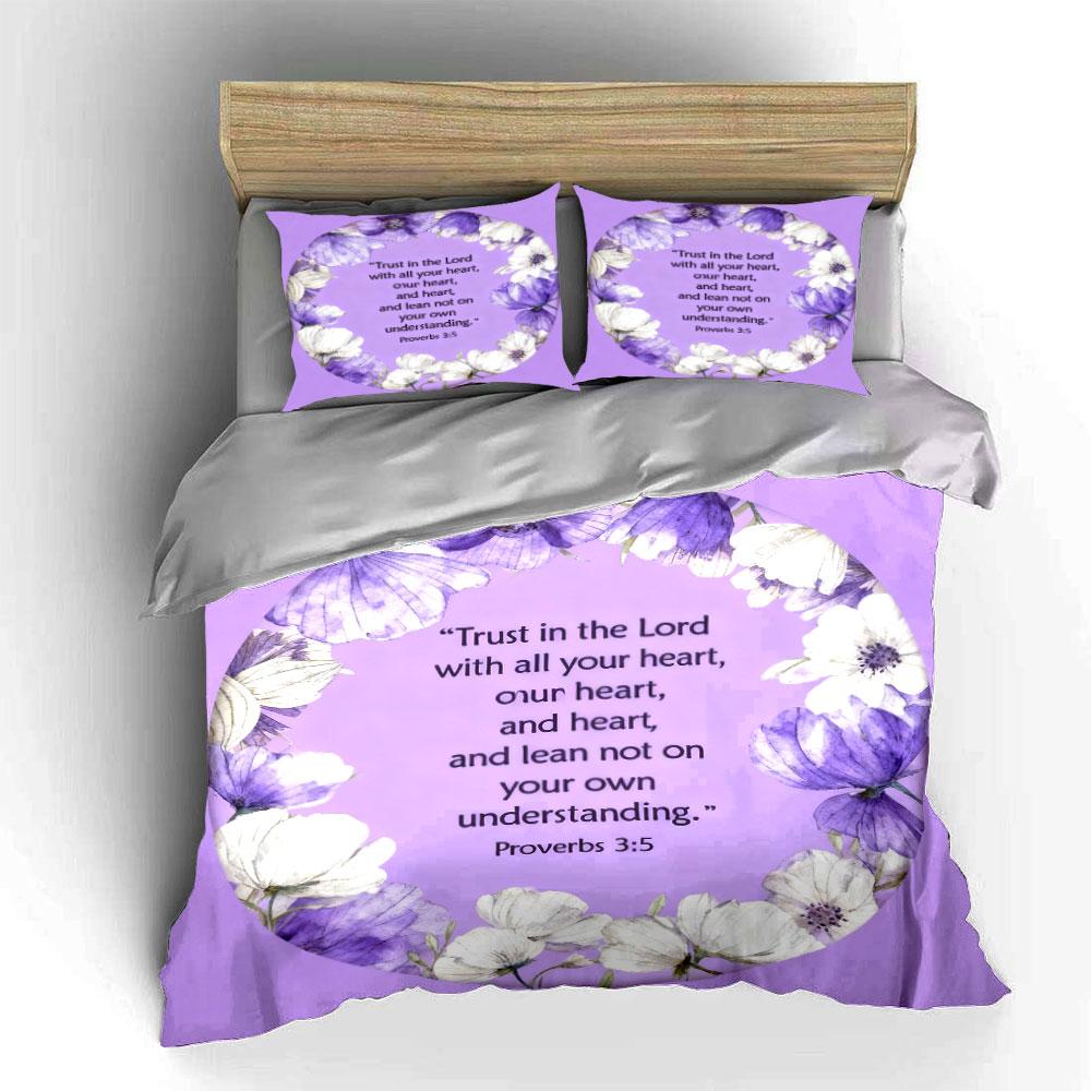 Floral Christian Decor Set, Soft Comfortable Duvet Cover Bedding Set Included 1*Duvet Cover & 2*Pillowcases, Gift