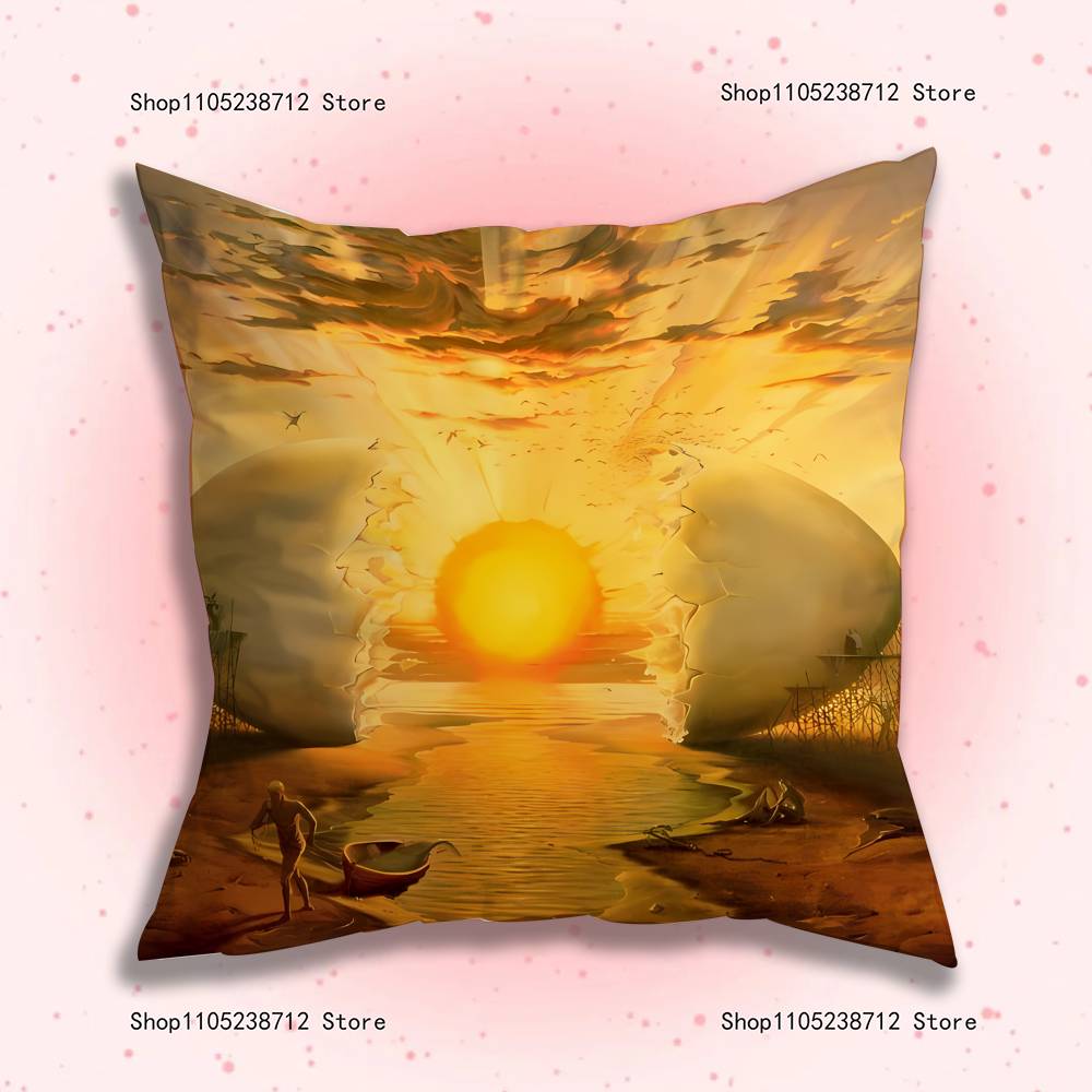 S-Salvador Dali The Persistence Of Memory Clocks Pillow Case Plush Fabric Soft Pillowcase Sided Print Sofa Cushion Cover Throw