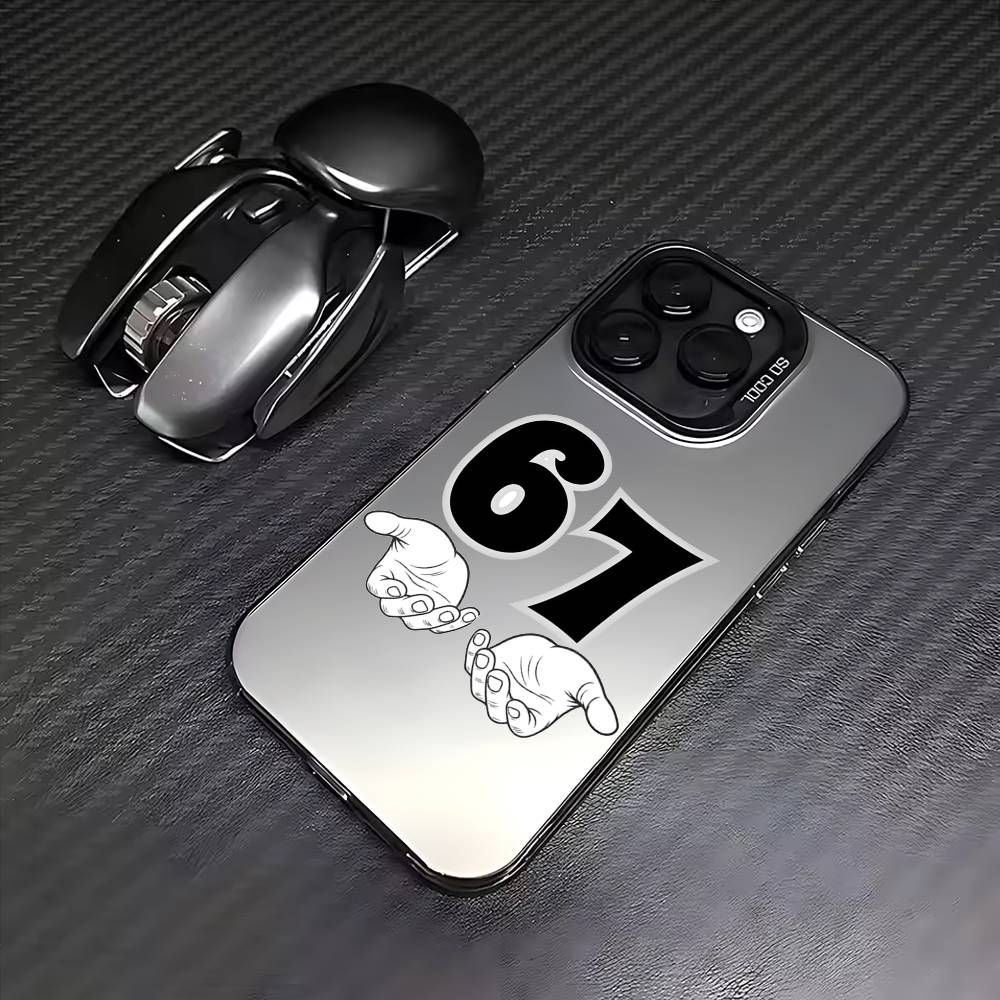 67-Six Seven Phone Case For iPhone 17,16,15,14,13,12,11 Plus,Pro Max,Colored Silver Phone Case