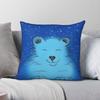 Winter Stars Polar Bear Square Pillowcase Polyester Linen Velvet Printed Zip Decorative Car Cushion Cover