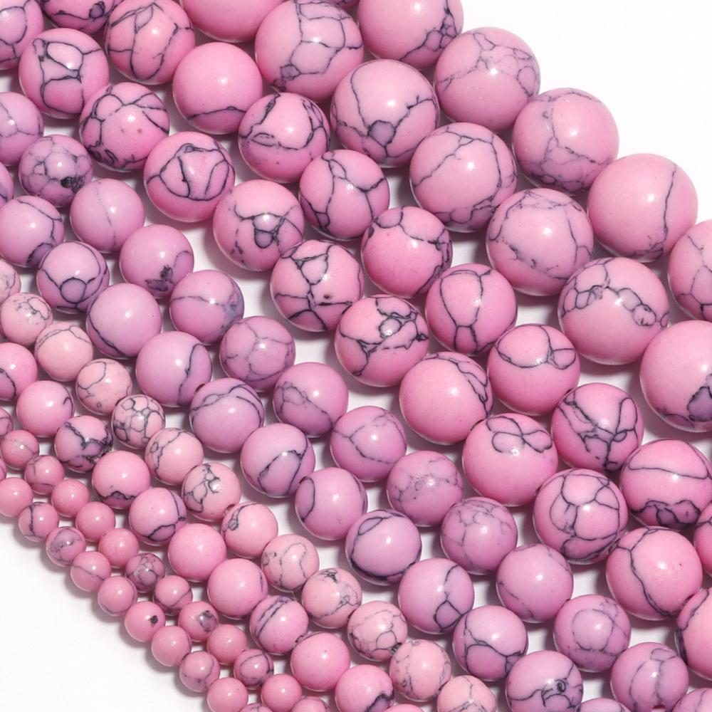 24-140pcs/lot 4 6 8 10 12 14 16mm Natural Stone Beads Colorful Turquoise Beads Round Loose Beads For Jewelry Making DIY Bracelet
