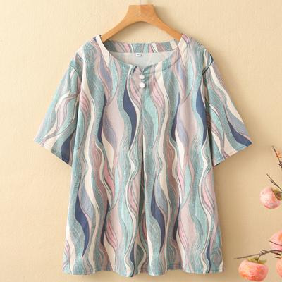 Plus Size 2XL-7XL Oversize Blouses Woman Tops Summer Casual Shirts Loose Short Sleeve Elegant Middle-aged Women's Clothing