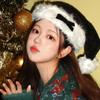 Christmas Hat Plush Bow Santa Hat Red Black Christmas Hat Headwear Beanie Xmas 2025 New Year Festive Party Supplies