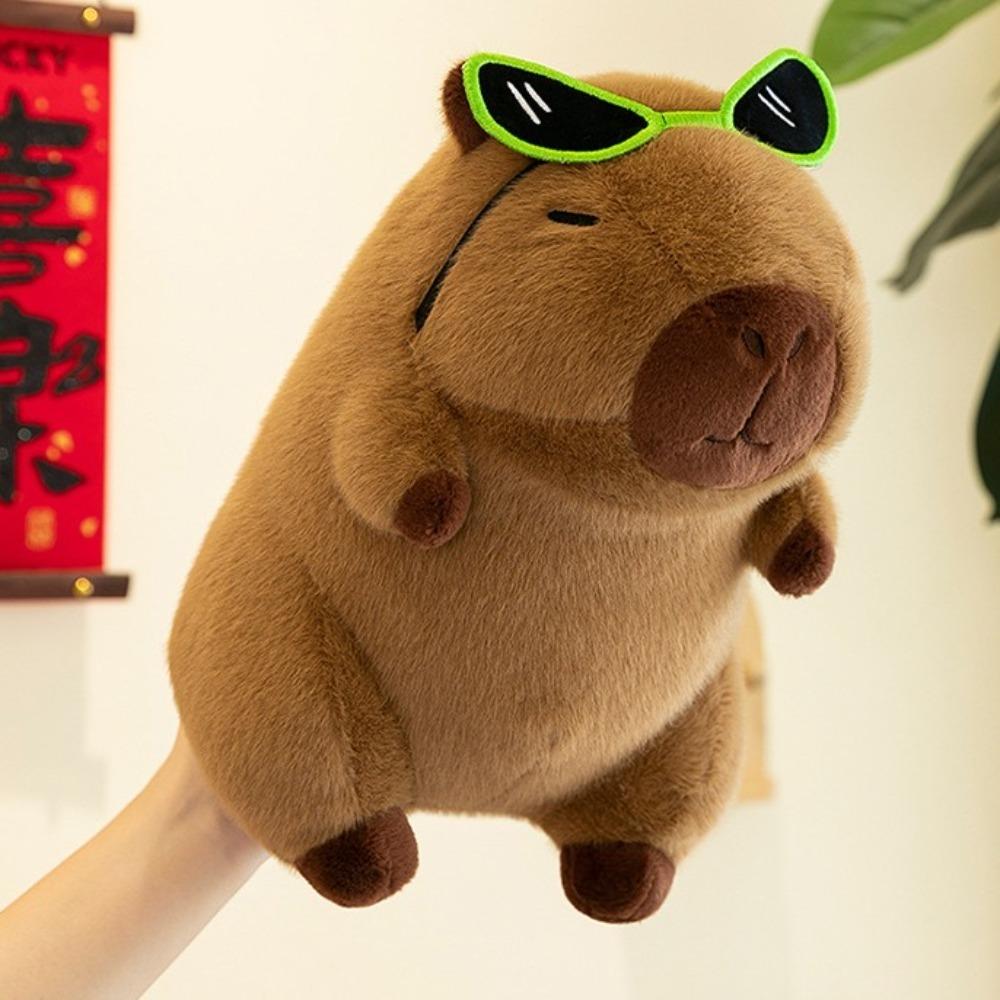 Wear Glasses Capybara Plush Toy Cartoon Capibara Fluffty Doll Cute Capybara Plush Doll  Home Decor
