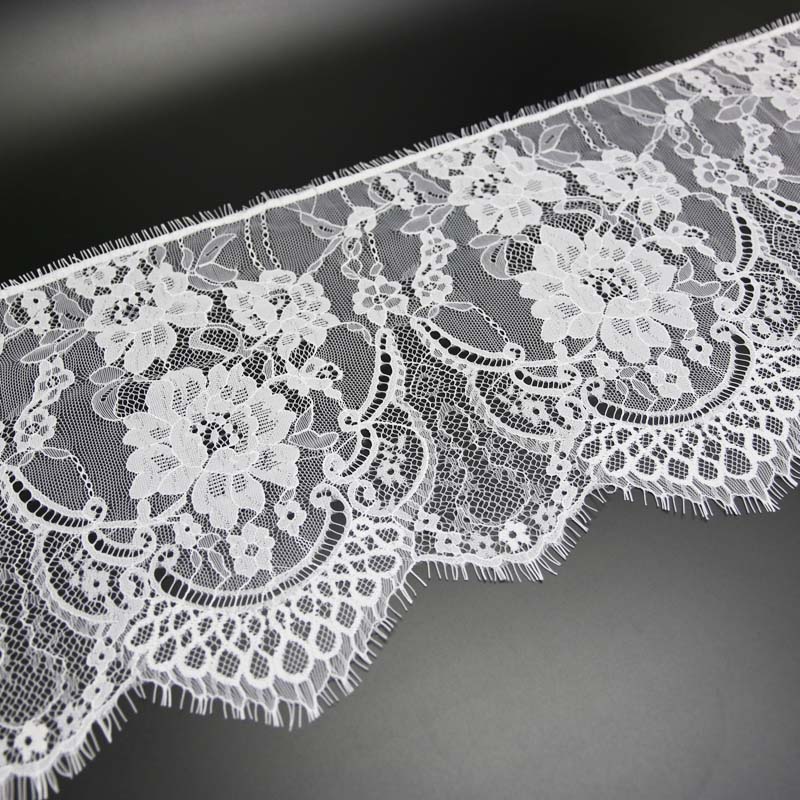 (3 Meters/lot) 27cm White Eyelash Lace Fabric Trim Decoration Love Wedding Dress Accessories