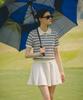 OBER GOLF Cool Stripe Polo Knit Top (Light Beige)
