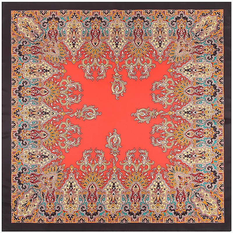 POBING Silk Scarf Women Square Scarves Wraps Cashew Floral Print Neckerchief Female Foulards Silk Hijabs Lady Bufandas 100x100CM
