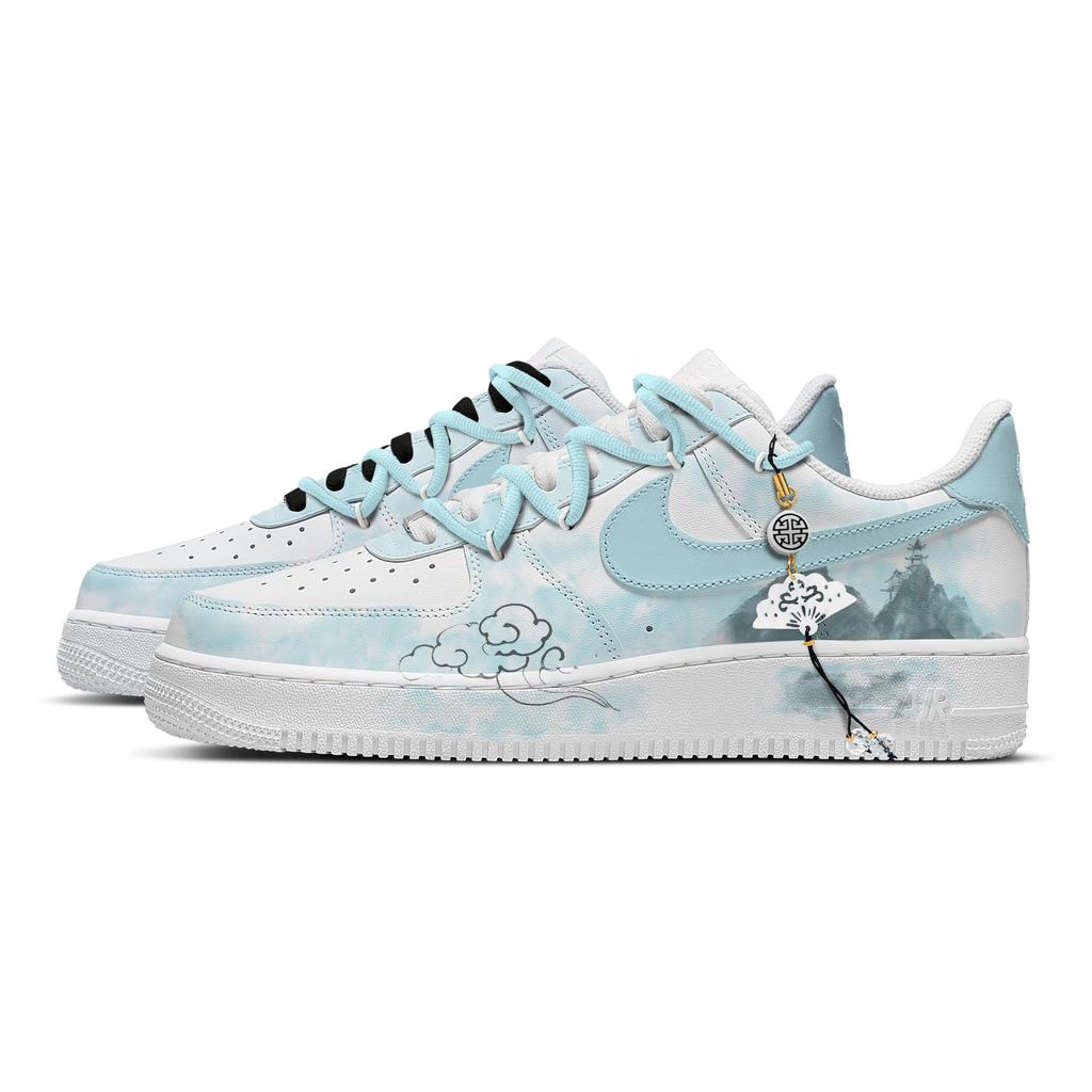 Nike Air Force 1 Abrasion Resistant Low top Skateboard Shoes Men's Cyan CW2288-111(Team683-)