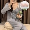 Hot-Selling 2024 Women's Long Sleeve Floral Pajama Set - Sexy Spring & Autumn Three-Piece with Chest Pads