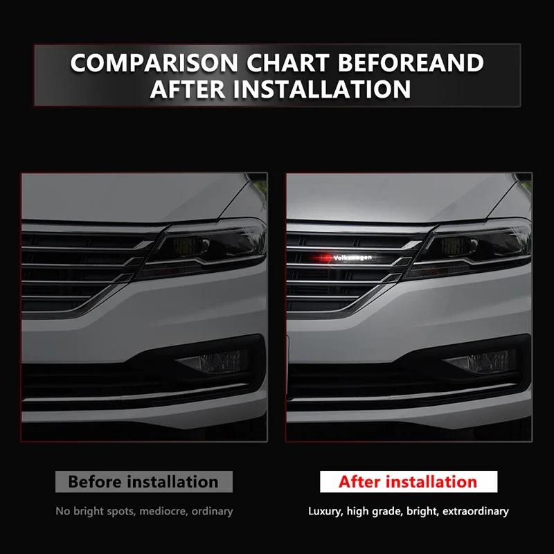 For Volkswagen Golf-6 7 4 5 POLO Passat B5 B6 B7 T4 T5 Tiguan Jetta Decorative LED Lights Front Hood Grille Decoration Badge