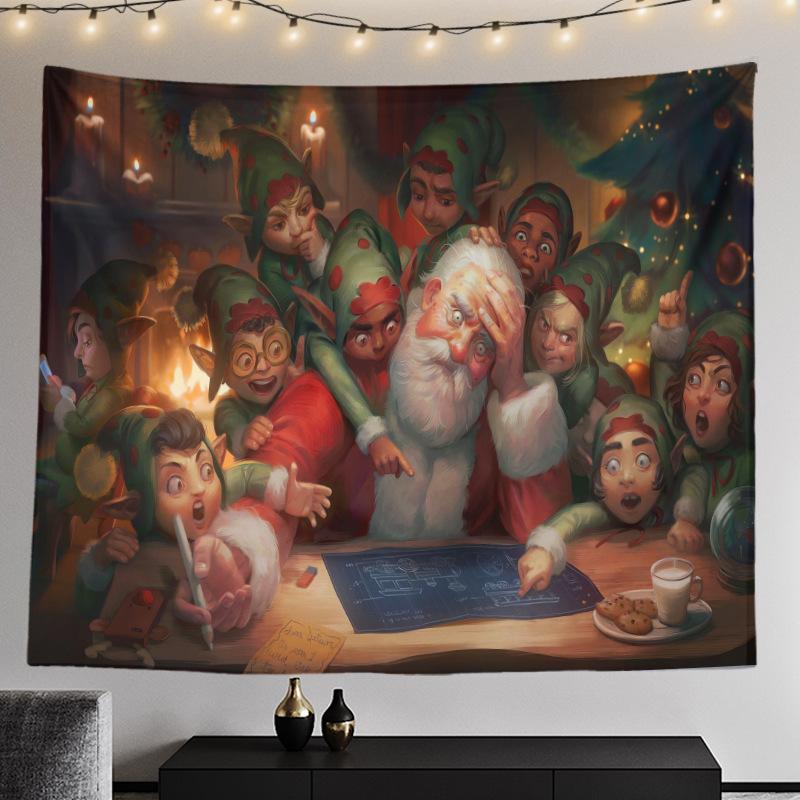 Cross-border Christmas Tree Tapestry Santa Hanging Cloth Background Cloth Digital Printing