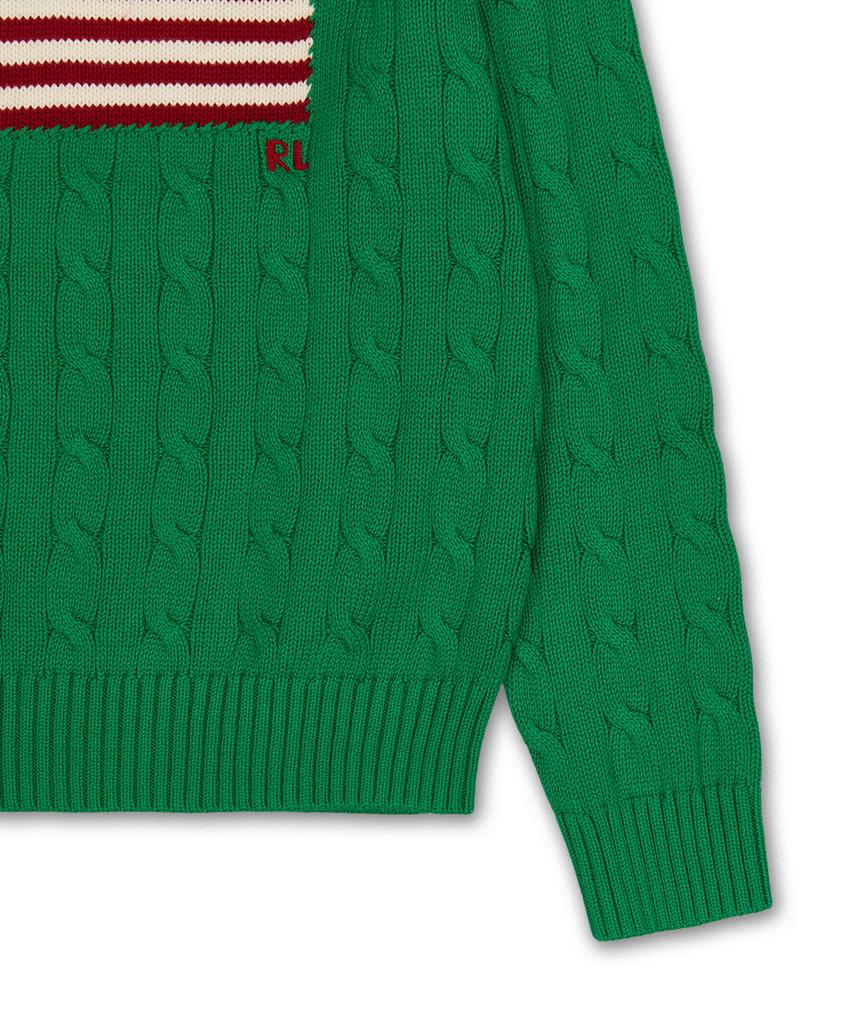 POLO RALPH LAUREN Iconic Cable Knit Flag Sweater - Green