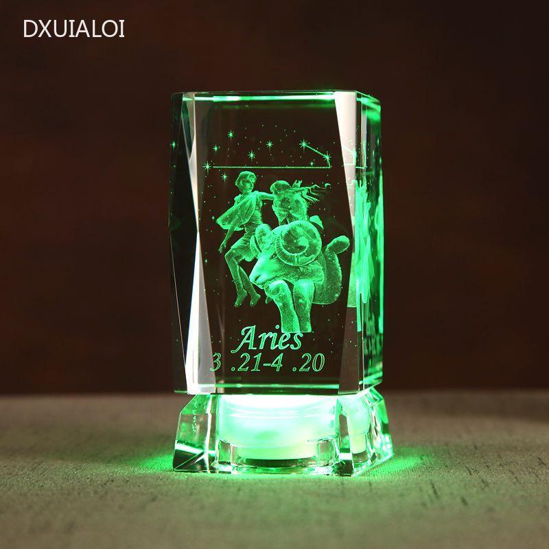 Home Decoration 3D Interior Carving 12 Constellation Crystal Glass Ornaments Birthday Gift Gift Music Box Gift for Girlfriend