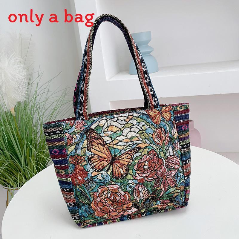 Ethnic Embroidered Handbag For Women With Canvas Material And Zipper Closure For Daily Use