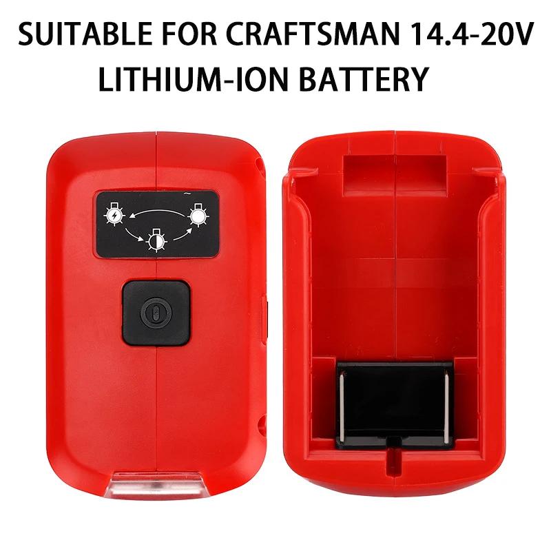 Battery Adapter for Craftsman/for Black Decker 14.4v-20v Li-ion Battery with Dual USB Work Light