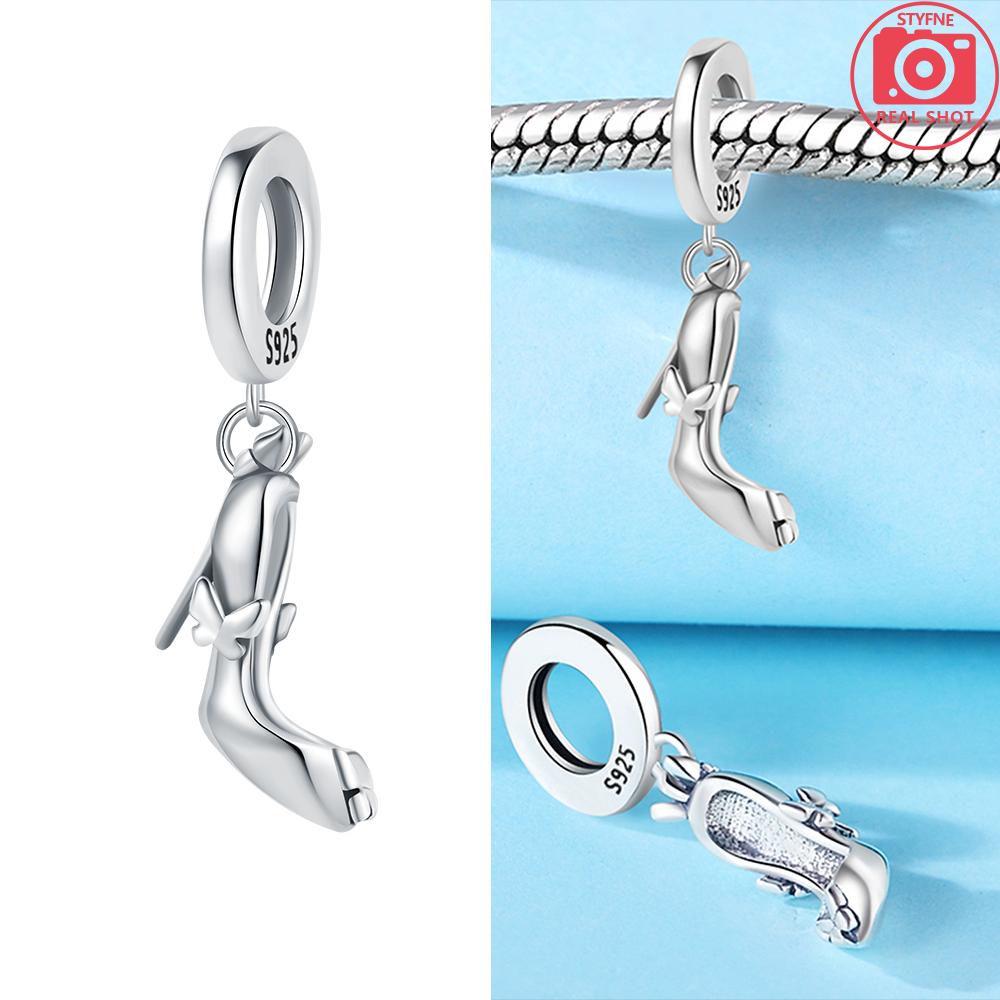 Charms 925 Silver Pink Pendant Rose Flower Rose Gold Pendant Spirit Beads Fit Bracelet Women Diy Jewelry