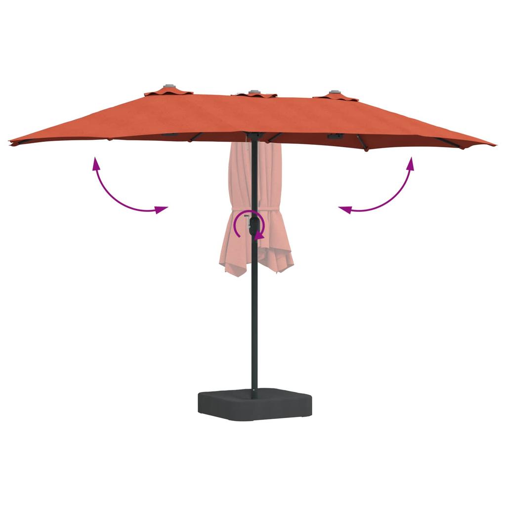 Garden Sun Umbrella Terracotta 385 X 209 X 244 Cm Polyester