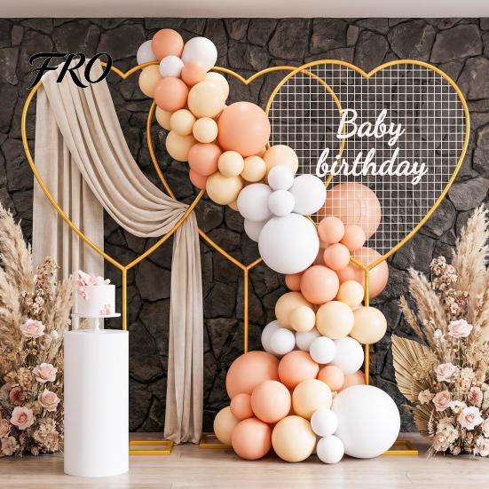 Heart Balloon Arch Wedding 3 Pcs 5.7 Ft Stand, Gold Metal Shape Photo Backdrop Stand Frame with Base for Proposal Ceremony Valentine's Day Engagement