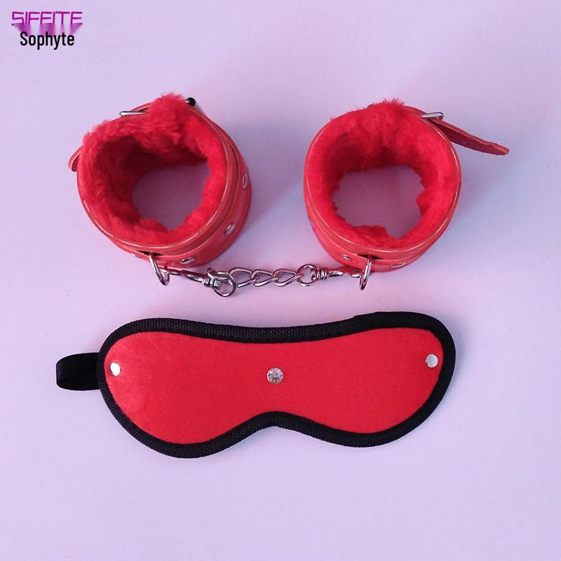 Plush Diamond Eye Mask & Leather Handcuffs Erotic Set