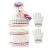 Three Piece Set of Children's Unicorn Hat, Scarf, Gloves, Winter Girl Cartoon Knitted Hat with Velvet Scarf