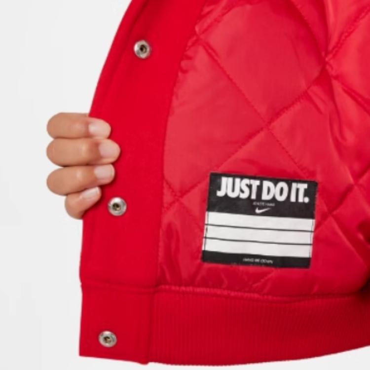 Nike Color Block Pattern Printed Single-Breasted Baseball Collar Jacket Kids Jacket FN6201-657