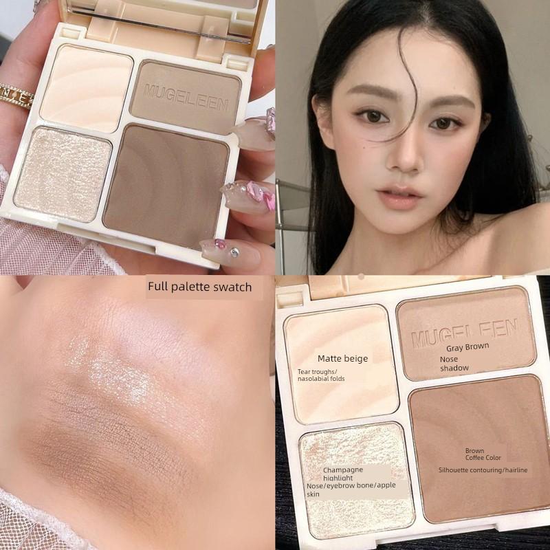 High-Gloss Contouring All-In-One Palette, Nose Bridge Contour, Four-Color Eyeshadow Palette, Comprehensive Palette, Matte Glitter, Shadow Contouring